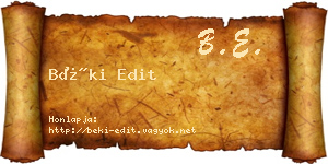 Béki Edit névjegykártya